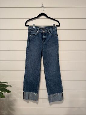 Hudson Rosie Wide Leg Cuffed Blue Jeans Size 25